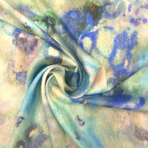 Soie lamée aquarelle turquoise