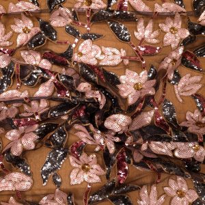 tulle brodé fleuri sequin