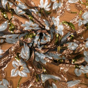 tulle brodé fleuri sequin