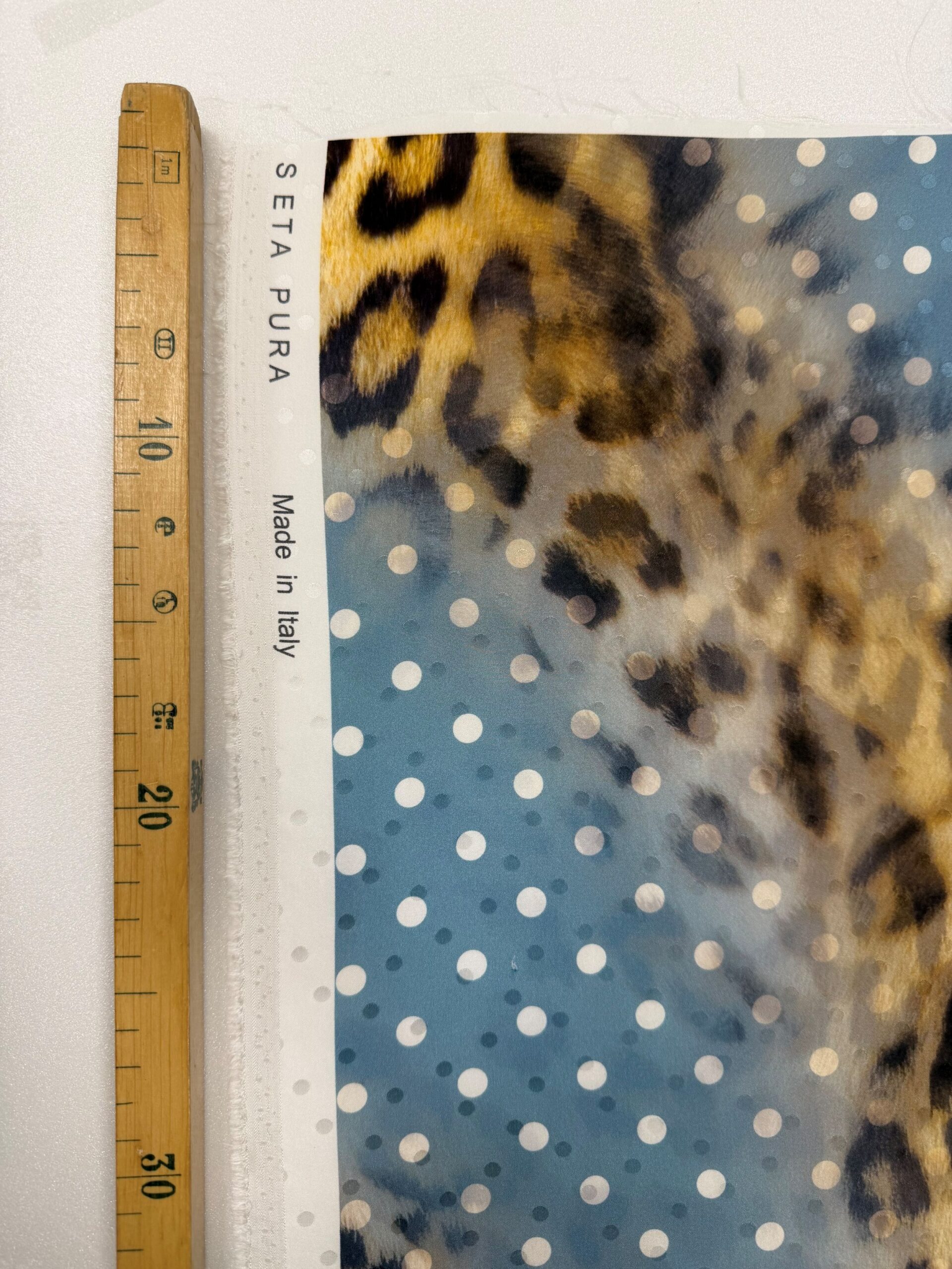 Soie Jacquard Léo et pois bleu – Image 2